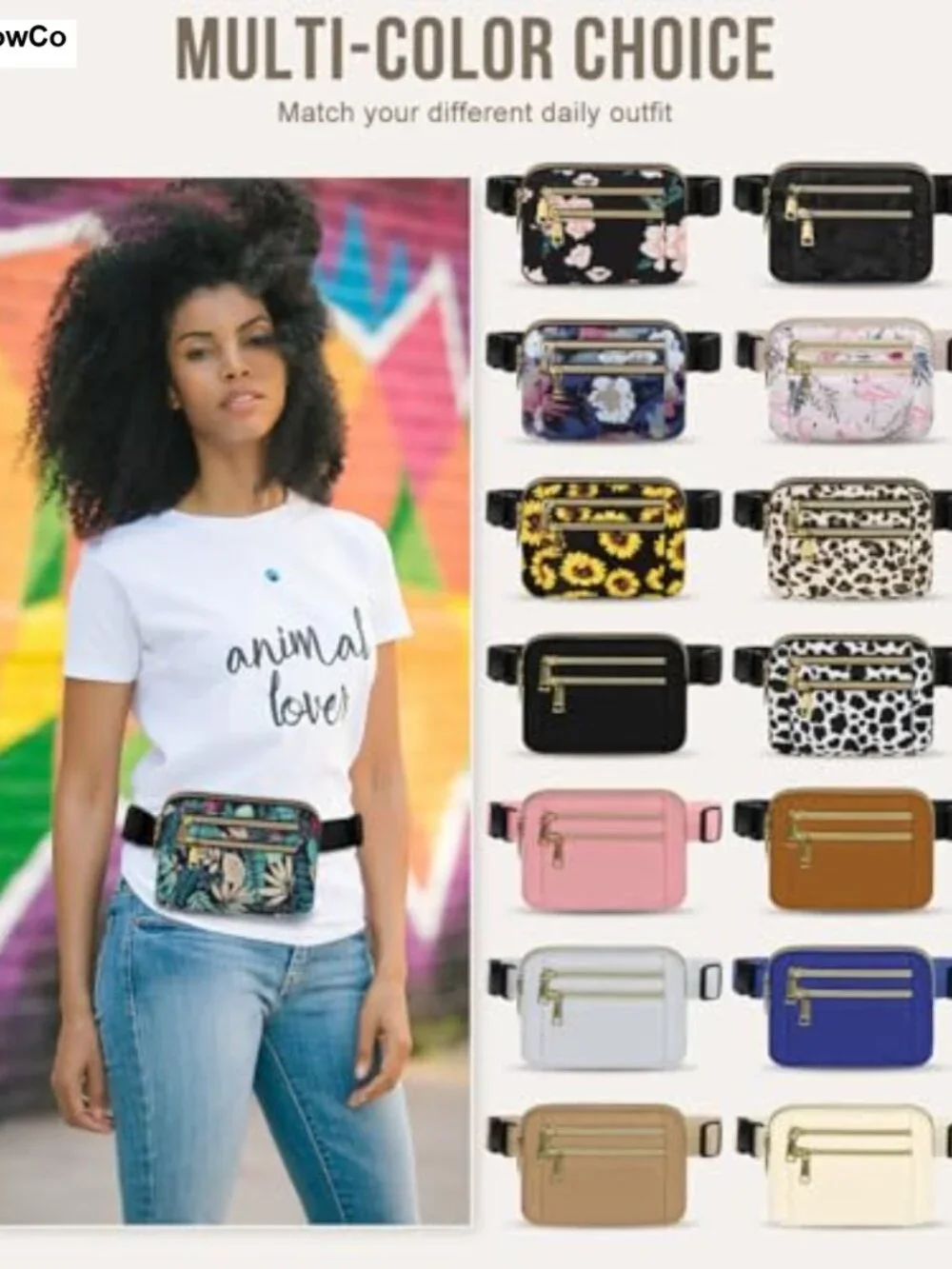 4-Zip Pocket Fanny Pack with Adjustable Belt (M)